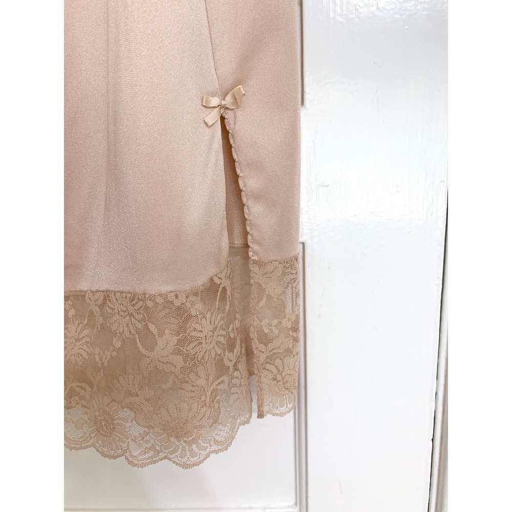 Vassarette Satinessence Half Slip Nude Vintage Lingerie Lace Side Pleat Size M - Picture 3 of 13